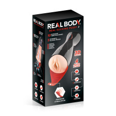 Преміум-вібромастурбатор Real Body - Real Sucking Pussy 2, всмоктування, звук, стимуляція промежини