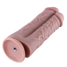 Двойной дилдо для секс-машин Hismith 8.5” Two Cocks One Hole Silicone Dildo