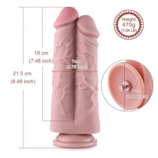 Двойной дилдо для секс-машин Hismith 8.5” Two Cocks One Hole Silicone Dildo