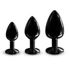 Металева анальна пробка з кристалом Dorcel Diamond Plug Black M