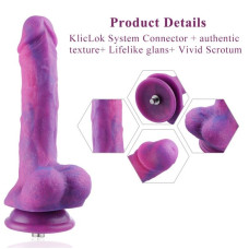 Фалоімітатор 8.2″ з вібрацією для секс-машин Hismith Purple Silicone Dildo with Vibe, KlicLok