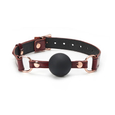 Силиконовый кляп Liebe Seele Wine Red Ball Gag, диаметр шарика 4,3 см, ремень из натуральной кожи