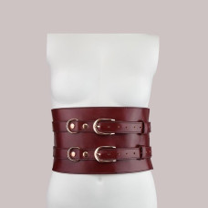 Шкіряний пояс для бондажу Liebe Seele Wine Red Waist Cuff, L Size