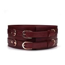 Шкіряний пояс для бондажу Liebe Seele Wine Red Waist Cuff, L Size