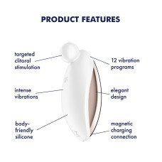 Вібратор для зовнішньої стимуляції Satisfyer Spot On 2 White, дуже потужний, гнучкий відросток