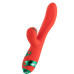 Вибратор-кролик с флоггером LOCKINK SEVANDA Whip Vibrating Massage Wand - Red & Green