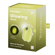 Вакуумний кліторальний стимулятор з вібрацією Satisfyer Glowing Ghost Yellow, світиться в темряві