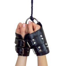 Манжети для підвісу за руки Art of Sex – Kinky Hand Cuffs For Suspension, чорні, натуральна шкіра