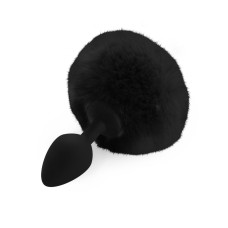 Силіконова анальна пробка М Art of Sex - Silicone Bunny Tails Butt plug Black, діаметр 3,5 см