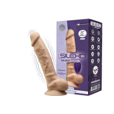 Фалоімітатор з вібрацією SilexD Vetus Vibro Flesh (MODEL 1 size 8in) + LRS, двошаровий, діам. 4,2 см