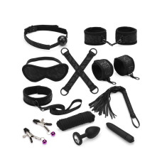 Набір Liebe Seele Black Lace and Neoprene 11pcs Bondage Kit, анальна пробка з кристалом, віброкуля