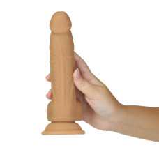 Фалоімітатор ADDICTION Dual Density Silicone Dildo Caramel 8″, присоска, діаметр 4,3 см, віброкуля в