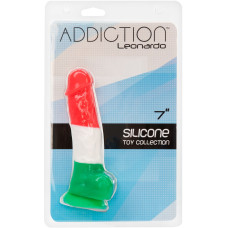 Кольоровий фалоімітатор ADDICTION - LEONARDO - 7 "- 3 COLOURS, 17,8 см, силікон, вібропуля в подарун