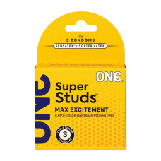 Презервативи ONE Super Studs 3 шт, картонна коробка (м'ята упаковка!!!)