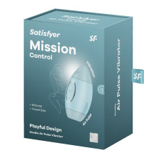 Вакуумный стимулятор с вибрацией Satisfyer Mission Control Blue, 2 независимых мотора