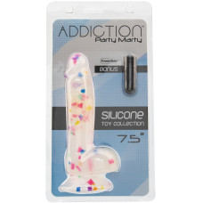 Фаллоимитатор с конфетти ADDICTION - PARTY MARTY 7.5″ - FROST & CONFETTI, 19 см, силикон