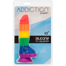 Радужный фаллоимитатор ADDICTION - JUSTIN - 8" - RAINBOW, 20,3 см, силикон