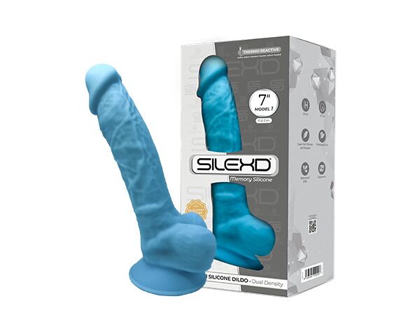 Фаллоимитатор SilexD Johnny Blue (MODEL 1 size 7in), двухслойный, силикон+Silexpan, диаметр 3,8 см