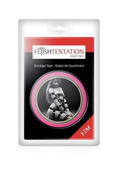 Скотч для бондажа Fetish Tentation Fuchsia  (15м), не липнет к коже и волоскам, только сам к себе