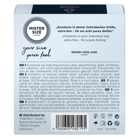 Презервативы Mister Size - pure feel - 69 (3 condoms), толщина 0,05 мм || Презервативи Mister Size - pure feel - 69 (3 condoms), товщина 0,05 мм