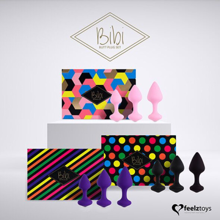 Набор силиконовых анальных пробок FeelzToys - Bibi Butt Plug Set 3 pcs Pink || Набір силіконових анальних пробок FeelzToys - Bibi Butt Plug Set 3 pcs Pink