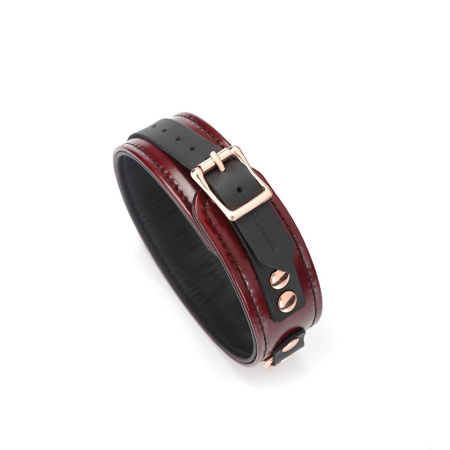 Кожаный ошейник с поводком Liebe Seele Wine Red Collar and Leash, 3 кольца для крепления || Шкіряний нашийник з повідцем Liebe Seele Wine Red Collar and Leash, 3 кільця для кріплення
