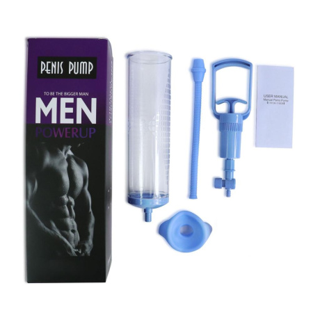 Вакуумная помпа с ручным насосом Men Powerup Blue || Вакуумна помпа з ручним насосом Men Powerup Blue