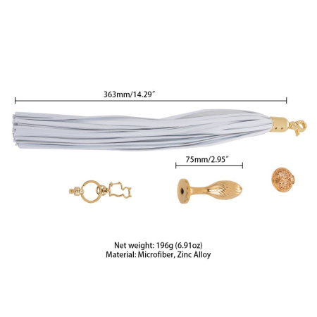 Металлическая анальная пробка Хвост пони LOCKINK SEVANDA White Pony-Tail Anal Pear-shape Plug || Металева анальна пробка Хвіст поні LOCKINK SEVANDA White Pony-Tail Anal Pear-shape Plug