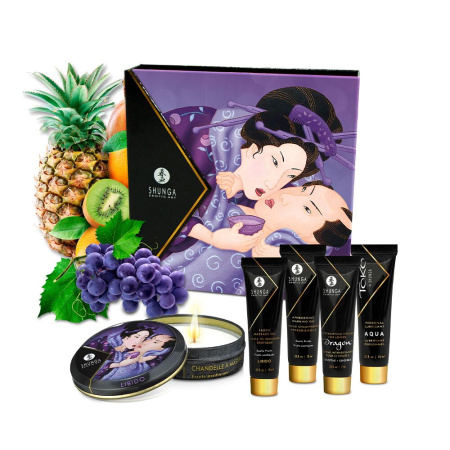 Подарочный набор Shunga Geishas Secrets – Exotic Fruits для шикарной ночи вдвоем || Подарунковий набір Shunga Geishas Secrets – Exotic Fruits для розкішної ночі вдвох