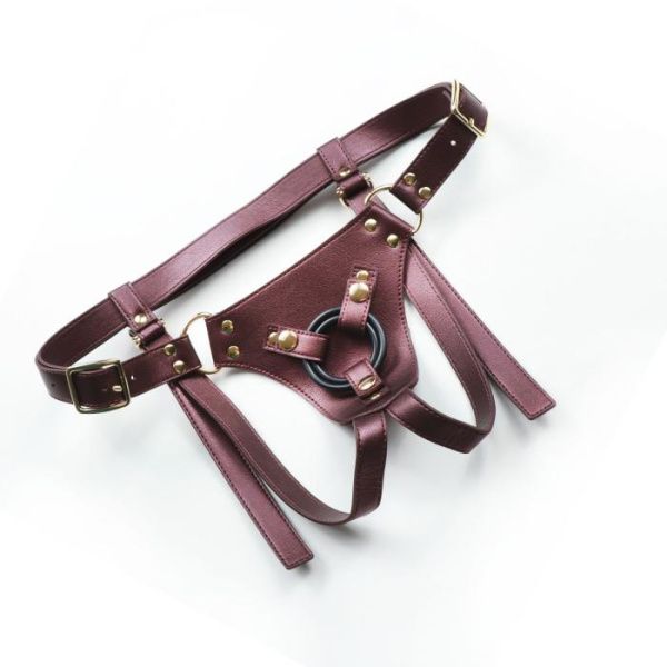 Трусики для страпона Strap-On-Me Leatherette Harness Generous - One Size - Aubergine