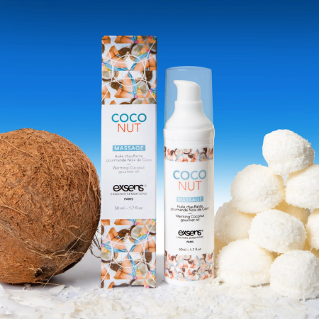 Массажное масло EXSENS Coconut 50мл разогревающее, без сахара, без парабенов, съедобное || Масажна олія EXSENS Coconut 50 мл розігріває, без цукру, без парабенів, їстівне