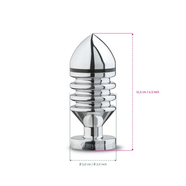 Металлическая анальная пробка Mystim Hector Helix L для электростимулятора, диаметр 5см