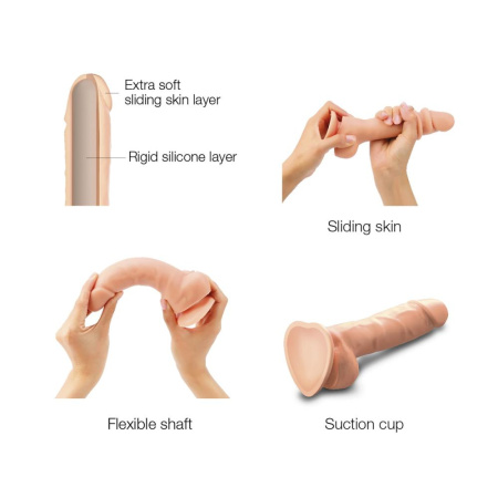 Реалистичный фаллоимитатор Strap-On-Me Sliding Skin Realistic Dildo Vanille L, эффект подвижной кожи || Реалістичний фалоімітатор Strap-On-Me Sliding Skin Realistic Dildo Vanille L, ефект рухливої шкіри
