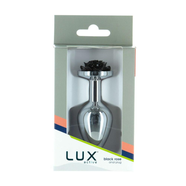 Металлическая анальная пробка Lux Active с розой - Rose Anal Plug - Black, вибропуля в подарок