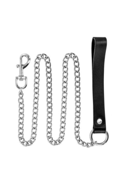 Повідець Fetish Tentation Premium Metal leash with cowhide leather wrist 115 см