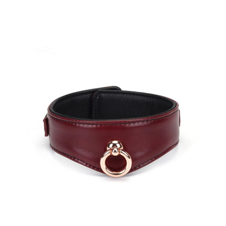 Кожаный ошейник с поводком Liebe Seele Wine Red Curved Collar, замок-сердечко || Шкіряний нашийник з повідцем Liebe Seele Wine Red Curved Collar, замок-сердечко