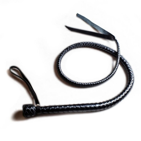 Плеть с рукоятью, натуральная кожа, цвет черный, длина - 120 см || Батіг з рукояттю, натуральна шкіра, колір чорний,  довжина - 120 см