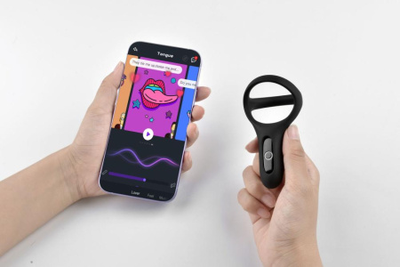 Двойное эрекционное кольцо Fun Town Rise Black, управление со смартфона || Подвійне ерекційне кільце Fun Town Rise Black, керування зі смартфона