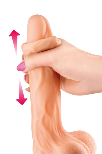 Фалоімітатор із рухомою крайньою плоттю Real Body — Real Brad, діаметр 4,5 см, TPE