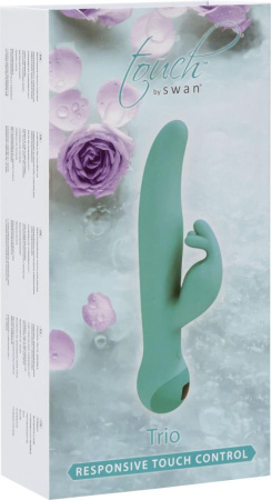 Вибратор-кролик Touch by SWAN - Trio Teal, сенсорное управление, ротация, диаметр 3,8 см || Вібратор-кролик Touch by SWAN - Trio Teal, сенсорне керування, ротація, діаметр 3,8 см