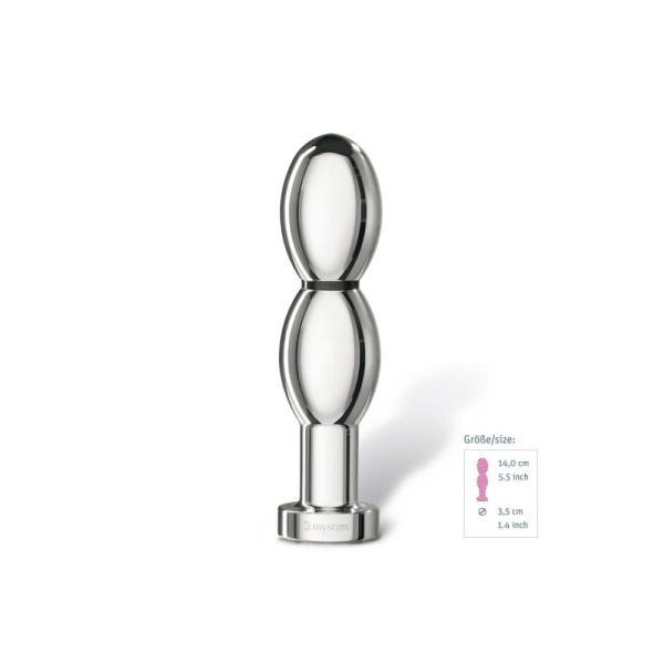 Металлическое дилдо 2-в-1 Mystim O(h!)-thello для электростимулятора, диаметр 3,5см, анальная пробка