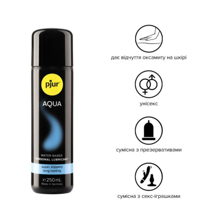 Лубрикант на водной основе pjur Aqua 250 мл, эффект бархатистой кожи без прилипания || Лубрикант на водній основі pjur Aqua 250 мл, ефект оксамитової шкіри без прилипання