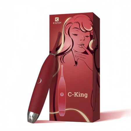 Клиторальный вибратор KISTOY C-King Red, с двумя доп. насадками, мощная точечная стимуляция || Кліторальний вібратор KISTOY C-King Red, з двома дод. насадками, потужна прицільна стимуляція