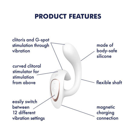 Вагинально-клиторальный вибратор Satisfyer G for Goddess 1 White, 2 мотора || Вагінально-кліторальний вібратор Satisfyer G for Goddess 1 White, 2 мотори