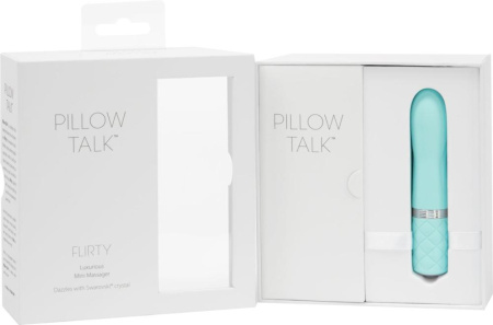 Роскошный вибратор PILLOW TALK - Flirty Teal с кристаллом Сваровски, гибкая головка || Розкішний вібратор PILLOW TALK - Flirty Teal з кристалом Сваровські, гнучка голівка