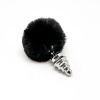 Металлическая анальная пробка Кроличий хвостик Alive Fluffy Twist Plug M Black, диаметр 3,4 см || Металева анальна пробка Кролячий хвостик Alive Fluffy Twist Plug M Black, діаметр 3,4 см