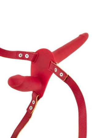 Двойной страпон Fetish Tentation Strap-On with Double Dildo Red || Подвійний страпон Fetish Tentation Strap-On with Double Dildo Red