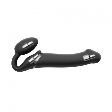 Безремневой страпон с вибрацией Strap-On-Me Vibrating Black M, диаметр 3,3см, пульт ДУ, регулируемый || Безремінний страпон з вібрацією Strap-On-Me Vibrating Black M, діаметр 3,3 см, пульт ДК, регульовани