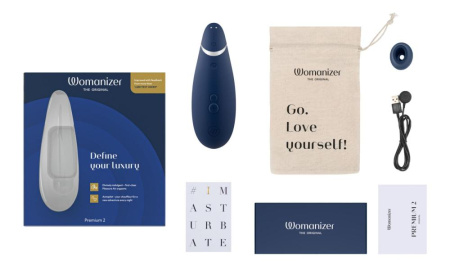 Вакуумный клиторальный стимулятор Womanizer Premium 2 - Blueberry, функции Autopilot и Smart Silence || Вакуумний кліторальний стимулятор Womanizer Premium 2 - Blueberry, функції Autopilot та Smart Silenc