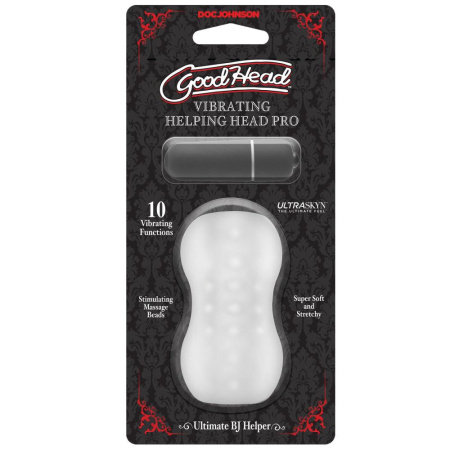 Мастурбатор с вибропулей Doc Johnson GoodHead – Vibrating Helping Head Pro – Frost || Мастурбатор з віброкулею Doc Johnson GoodHead – Vibrating Helping Head Pro – Frost